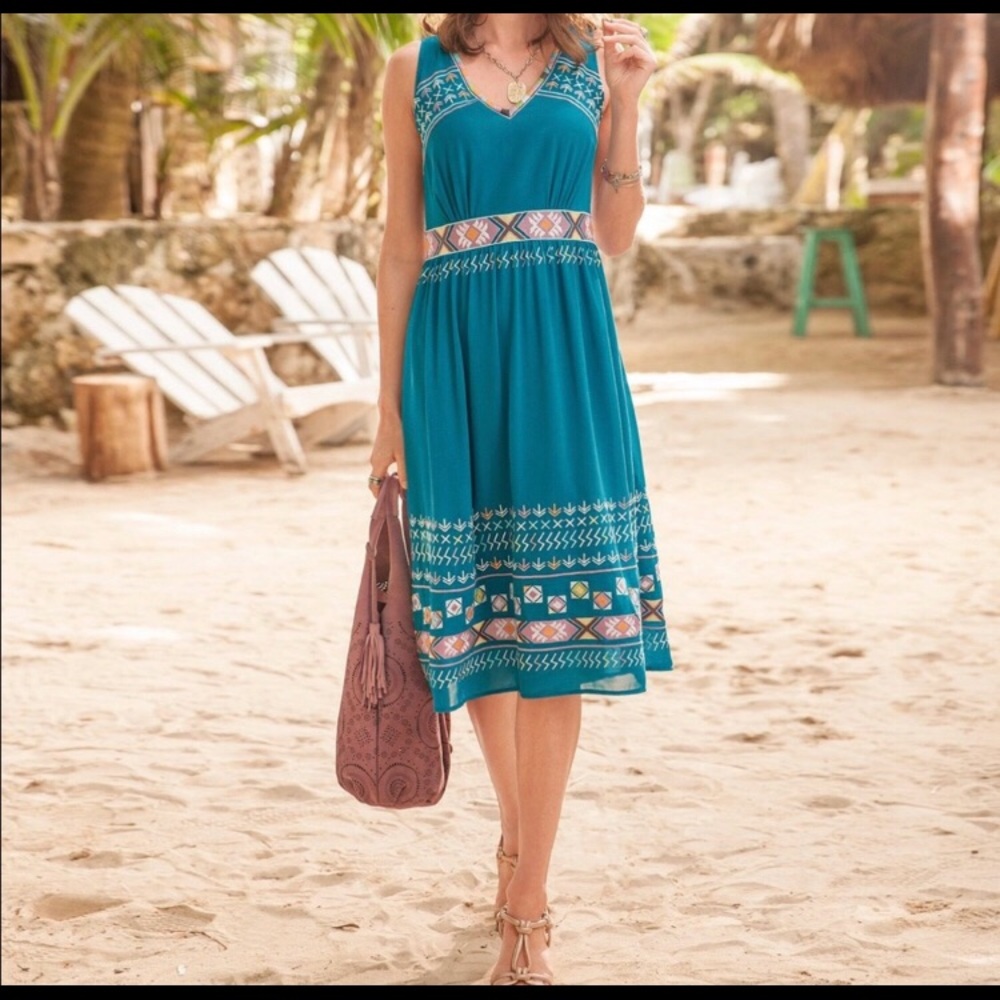 Sundance Minos embroidered midi dress